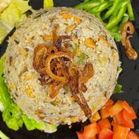 Tea Leaf Rice Salad · Burmese Fermented tea leaves tossed with jasmine rice, sesame seeds, sunflower seeds, garlic...