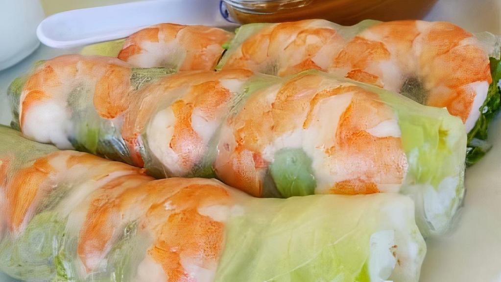 2. Gôi Cuốn (2 Rolls) · Fresh Pork and Shrimp Rolls served w/ Peanut Sauce (2 Rolls)