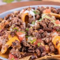Super Nachos · Choice of meat and choice of cheese, beans Pico de Gallo, sour cream and guacamole served ov...