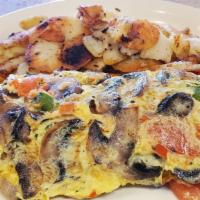Giant Omelette · Includes your choice of up to 4 ingredients. Served w/ choice of toast and home fried potato...