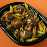 Korean Meatball Penne Bowl · Beef, veal, pork & ricotta meatballs tossed with spicy, sweet Korean BBQ glaze. Served on a ...
