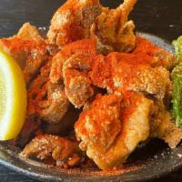 Spicy Chicken Karaage  · Fried boneless chicken with spicy powder on top and mayo on the side