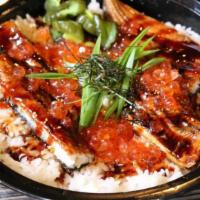 Unagi Meshi · Eel and salmon roe served on crunchy skillet rice. Due to current ikura (salmon roe) shortag...