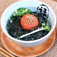 Mentaiko Bowl · Spicy seasoned cod roe over rice. Green onion, sesame seed, kaiware sprout and nori seaweed