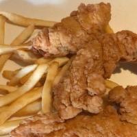 Crispy Tenders and Fries · crispy chicken tenders with fries