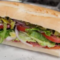 Italian Classic · Salami & pepperoni, provolone cheese, lettuce, tomato, red onion, hot and sweet peppers, ore...