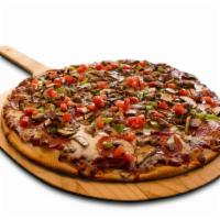 The T Bird · Pepperoni, red onions, green peppers, mushrooms, Italian
sausage, and fresh tomatoes.