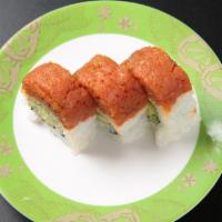 Red Dragon Roll (9 Pcs) · 9 pieces. Shrimp tempura avocado roll topped with spicy tuna.