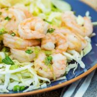 Garlic Shrimp (Mini) · Prawns sauteed with rich garlic, green onions and butter with pepper.