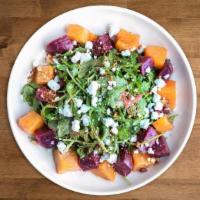 ROASTED BEETS · Roasted gold and red beets, kale, almonds, farro, avocado, goat cheese, balsamic vinaigrette...