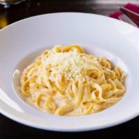 Fettuccine Alfredo · The classic cream sauce of garlic, parmesan cheese, butter, and a touch of ground nutmeg.