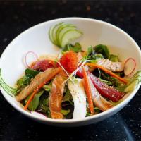 Sashimi Salad · Assorted sashimi and mix house salad with special dressing.

Consuming raw or undercooked me...