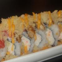 2. Papa Roll · Shrimp, crab, top unagi, tuna, salmon, crunchy.