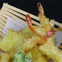 Tempura · 1 piece shrimp and mixed vegetables.