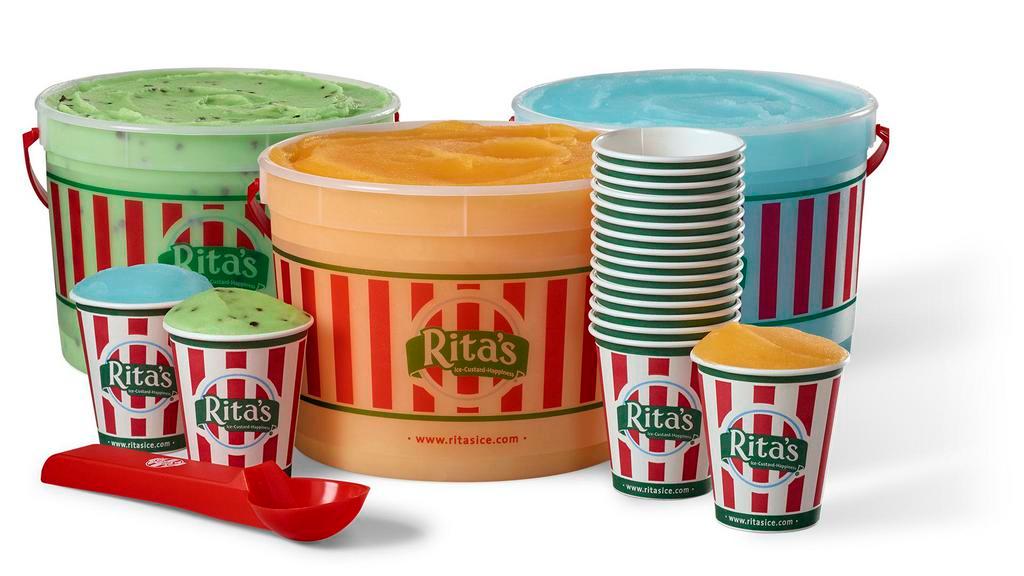 Super Fun Variety Pack (Party Pack) · Choice of three flavors Italian ice. Serves 53-67. Includes Souvenir Bucket, Ice Scoop, Cups & Spoons.
