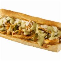 Jalapeño Chicken Cheesesteak · Chopped jalapeños topped on chicken, american cheese, onions, green bell peppers and mushroo...