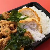 Basil Popcorn Chicken with Rice · Our Basil Popcorn Chicken With Rice is including half order of basil popcorn chicken, steame...