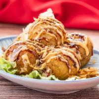 Tako Yaki · Deep fried octopus and vegetable with house spicy sauce.