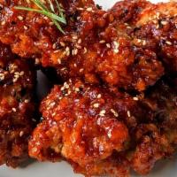 Korean Fried Chicken · 5 pieces fried chicken thigh and drumsticks tossed in spicy Gochujang sauce or soy garlic sa...