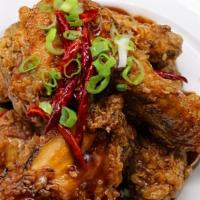 88. Korean Chicken Wings · Most popular. Spicy. Deep-fried chicken wings sautéed with garlic, green onion in our specia...