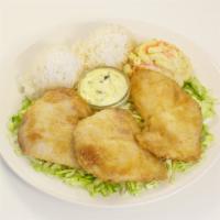 Fried Fish · White fillet  fish filet fried to golden brown and served with tartar sauce. Mini plate: ser...