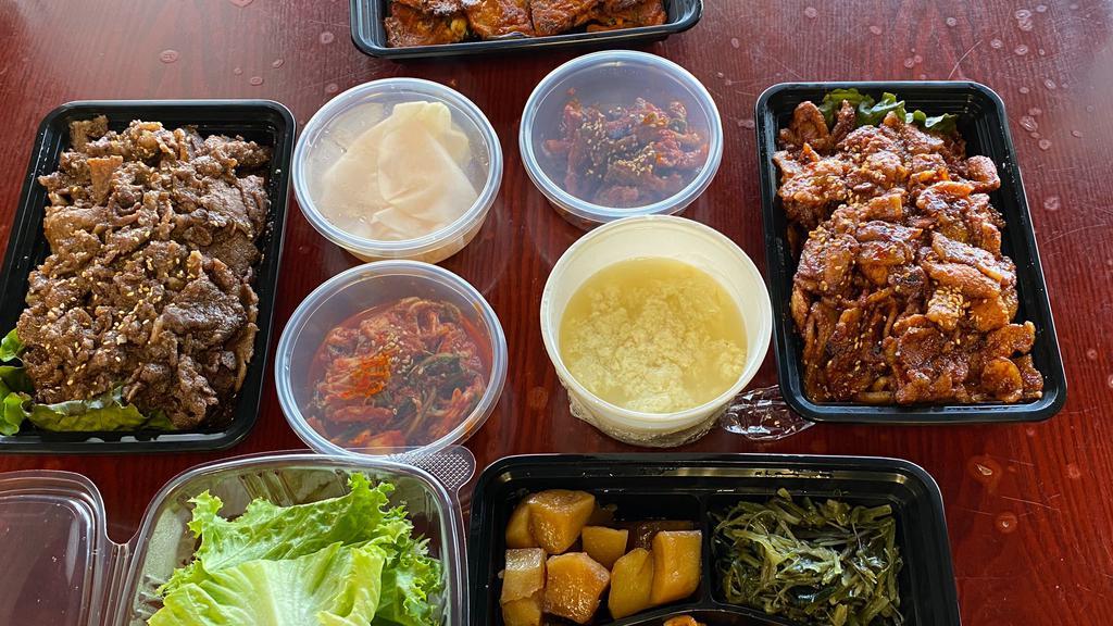 Door Dash Special 1 · BBQ dinner for two to three. Includes two meats, one seafood pancake  and an array of side dishes.
