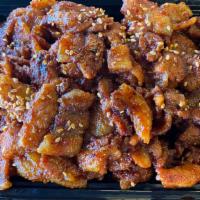 Spicy Pork BBQ (Pork Bulgogi) · Pork BBQ in spicy sauce. Comes with steamed rice and side dishes.
