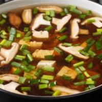 Mushroom Soft Tofu Soup · Mushroom and vegetables. Comes with steamed rice and side dishes.