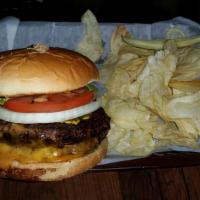 Double Cheeseburger · Two 1/3 lb. beef patties w/American cheese, lettuce, tomato, onion, mayo, mustard, & relish,...