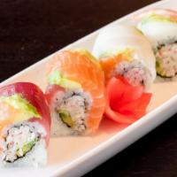 Rainbow Roll · Four different kinds of fish, crab salad, avocado.