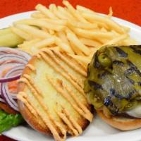 Lakeshore Heat · Sautéed green chiles and grilled onions, jalapeño jack cheese, fresh jalapeño and chipotle a...