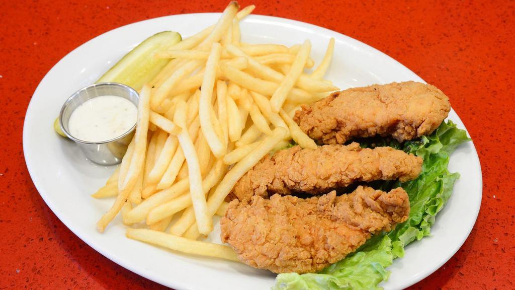 Chicken Strips · Large white meat strips served w/ peppercorn ranch.