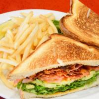 B.L.T.A. · Crispy applewood smoked bacon, lettuce, tomato, avocado, and mayo served on texas toast.