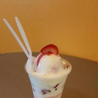 Creminieve · Fresh Strawberries, Sweet Cream, and 2 scoops of Strawberry Milk Ice Cream in a 12oz cup
 
C...