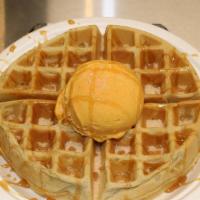 Churro Waffle · Homemade waffle with sugar & cinnamon and Vanilla Ice Cream
