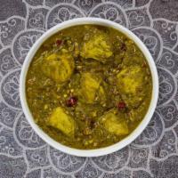 Chicken Saag · Chicken breast cooked in spinach gravy infused with garlic, ginger, spices and a touch of fe...