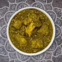 Lamb Saag · Juicy lamb cooked in a spinach gravy infused with garlic, ginger, & fresh spices.
