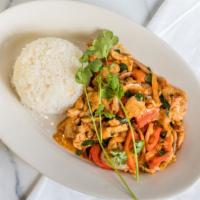 67. Basil Chicken Over Rice · 