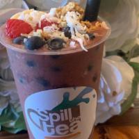 Acai Smoothie · Acai based smoothie infused with fresh banana and strawberry. Topped with granola, fresh fru...