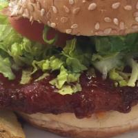 Buffalo Chicken Sandwich · Buffalo fried chicken breast, Lettuce, ranch, avocado. Include french fries or salad side
