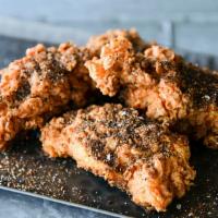 Coffee BBQ Chicken Strips · Hand battered Mary's organic chicken breast strips with our secret coffee BBQ dry rub with y...