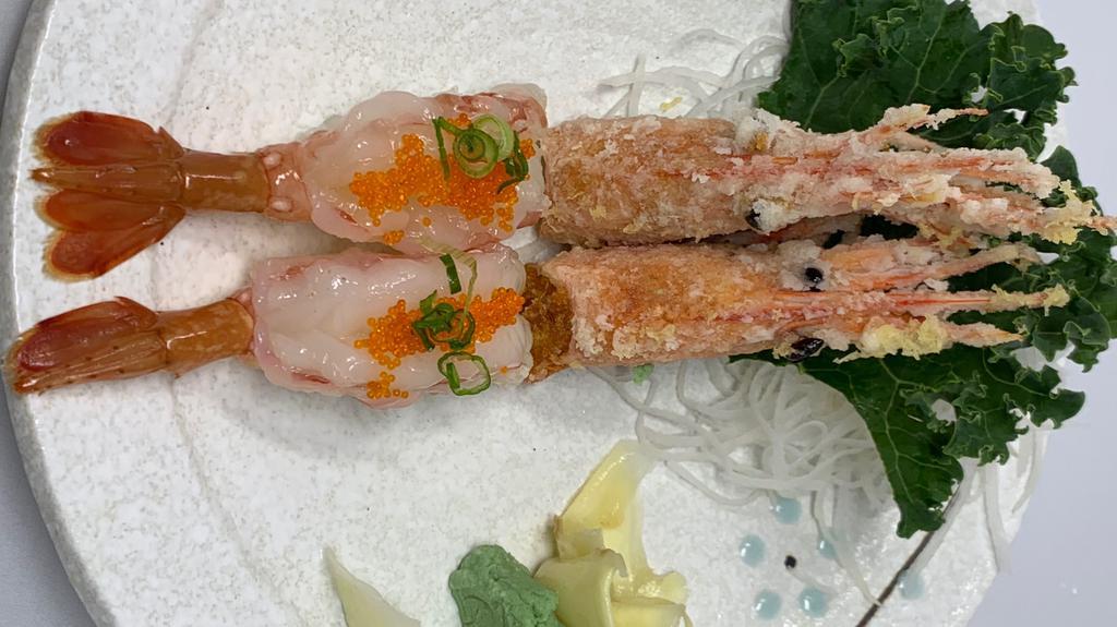 Wild Sweet Shrimp (Amaebi) · Wild Sweet Shrimp.

Served Raw or Undercooked, or Contain Raw or Undercooked Ingredients. Consuming Raw Undercooked Meats, Poultry, Seafood, Shellfish, or Eggs May Increase Your Risk of Foodborne Illness.