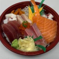 Chirashi Don · Assorted Fish with Sushi Rice.