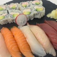 Sushi Regular · 8 pieces Assorted Nigiri with California Roll.