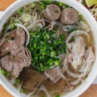 1. Little Paris Beef Special Pho · Beef with brisket, flank, tendon, tripe, and beef balls in thin rice noodles.