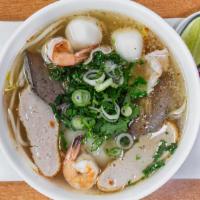 2. Hu Tieu Do Bien (Seafood Combo) · Shrimp, fish balls and fish cakes with thin rice noodles.