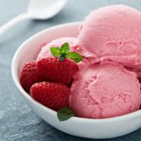 Strawberry House Ice Cream · Homemade creamy vanilla ice cream.