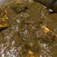 Saag paneer · Gluten-free. Indian cheese with spinach, mustard greens, spices.