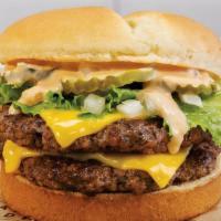 The Big Way · Two beef patties topped with American cheese, Thousand Island dressing, onions, pickles, and...