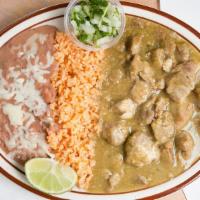 Chile Verde · Tender pieces of pork, slow cooked in a homemade green chili sauce.